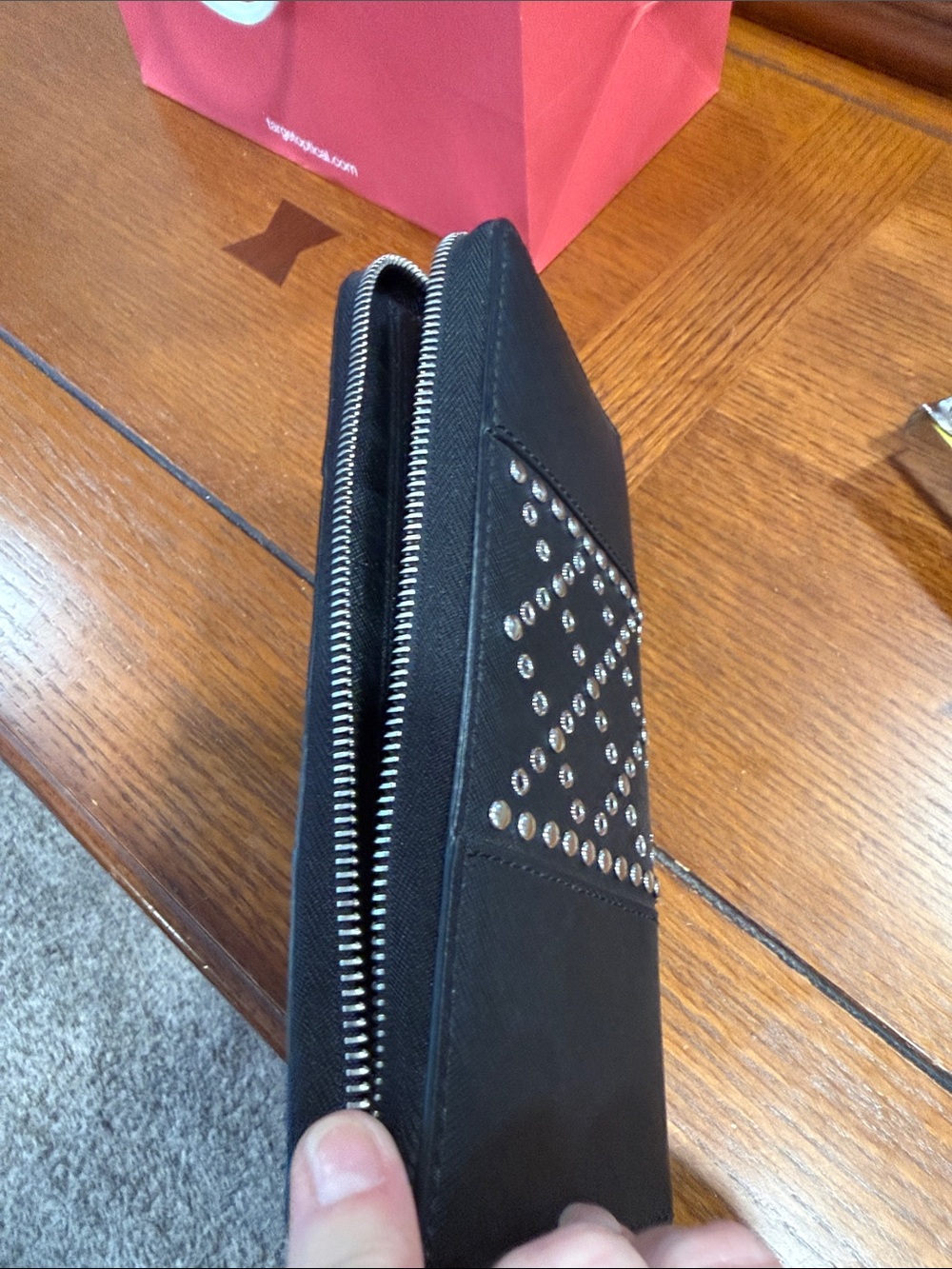 Michael Kors Black Studded Zip-Around Wallet - Picture 5 of 5